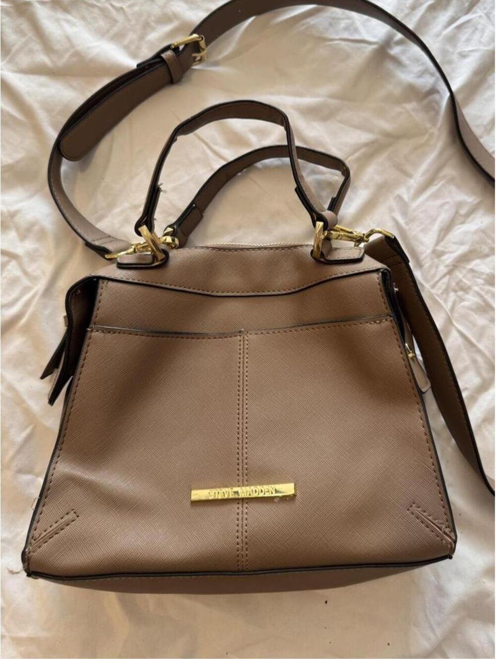 Steve Madden Taupe Saffiano Crossbody Satchel Bag 9x9